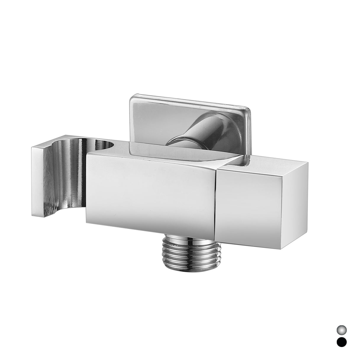 Presa acqua quadrata con supporto doccia e arresto RubiFlux - Cromo