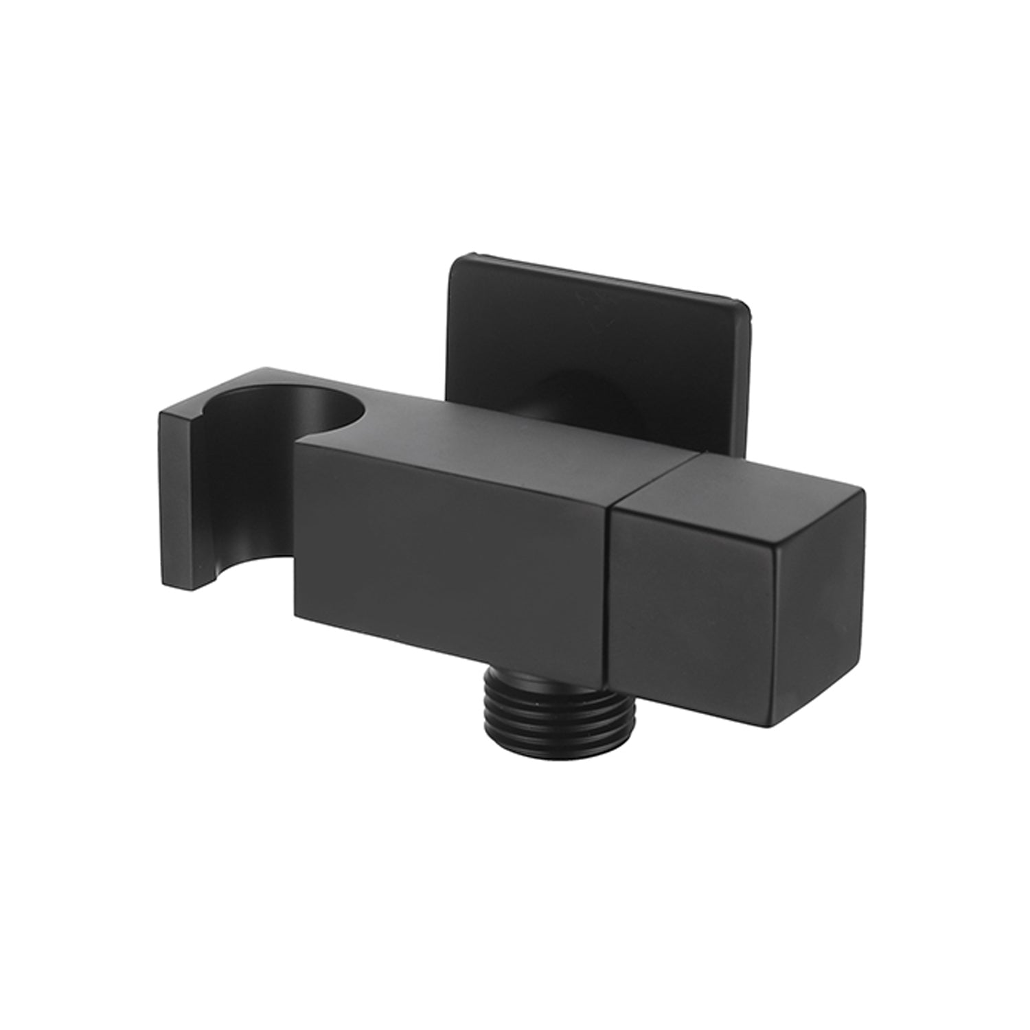 Presa acqua quadrata con supporto doccia e arresto RubiFlux - Nero Opaco