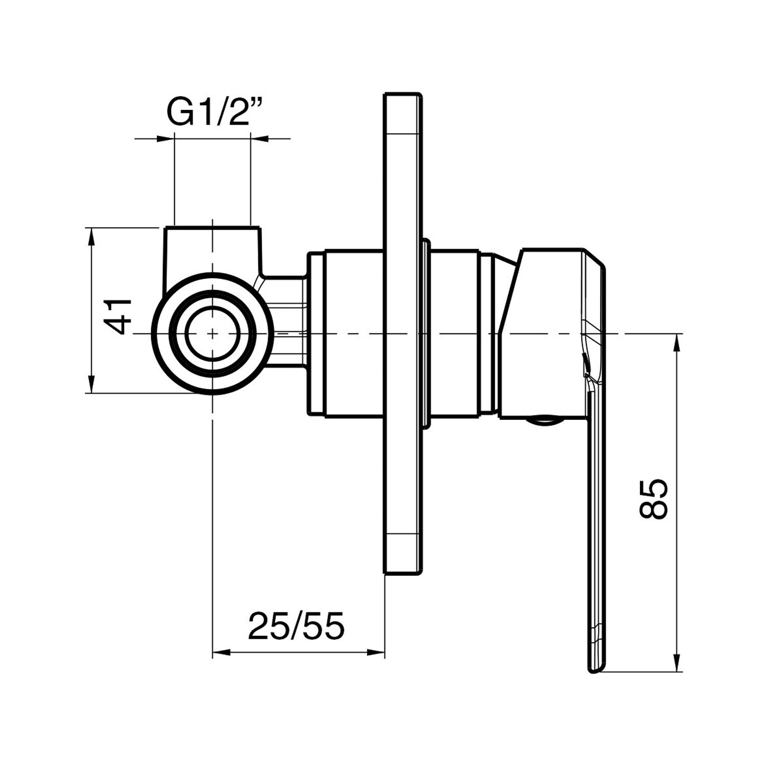  Miscelatore doccia ad incasso una via quadro Ottomix in ottone cromato by CeramicStore | Lo specialista del tuo bagno