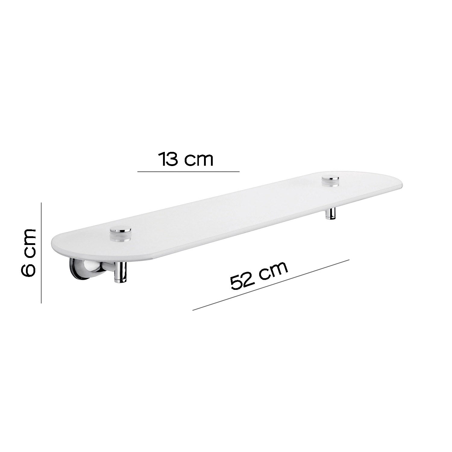  Mensola 52 cm in Vetro temperato Genziana di Gedy - Cromato