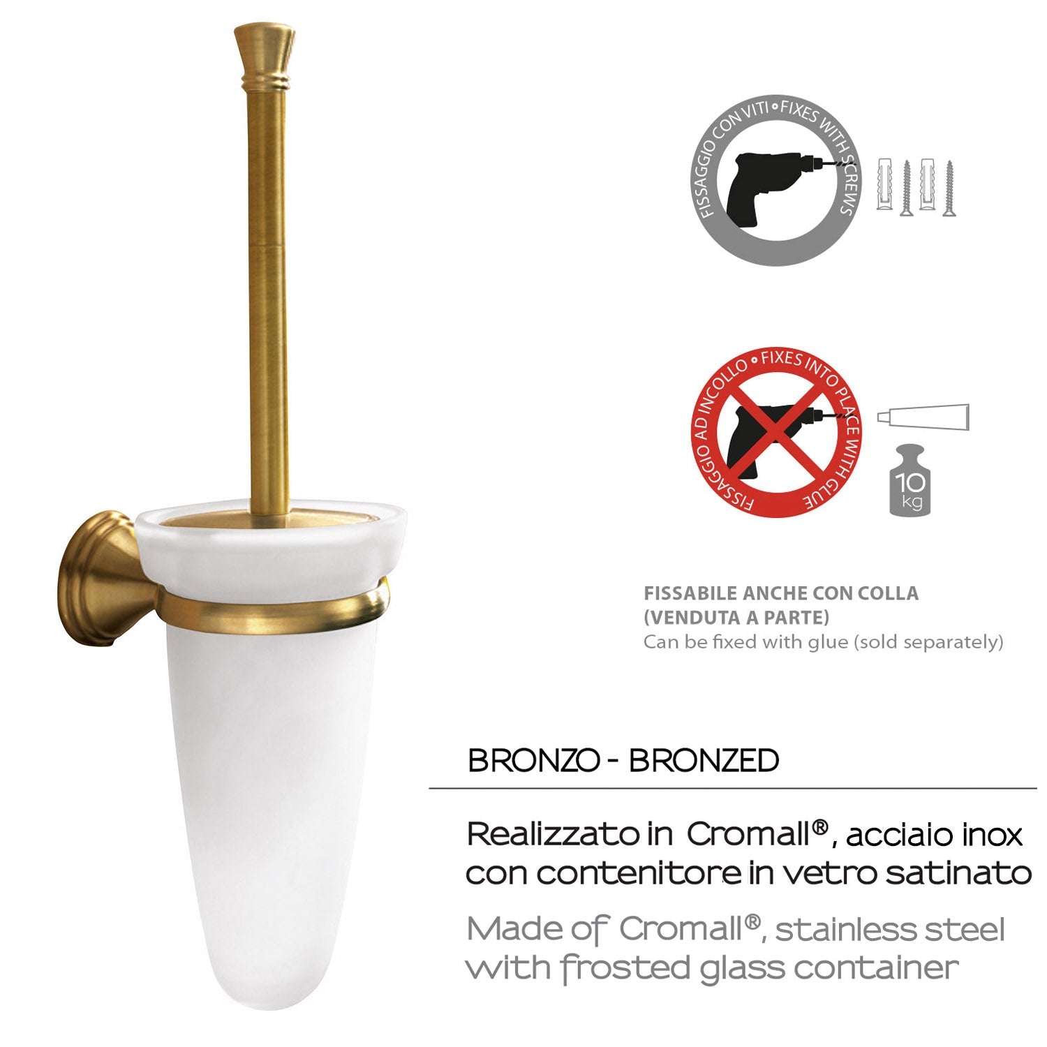  Scopino a parete con ciuffo in setole di Gedy serie Romance - Bronzo by CeramicStore | Lo specialista del tuo bagno