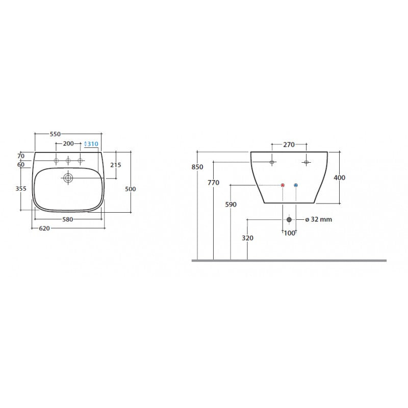  Lavabatoio sospeso Ceramica Globo modello Genesis 62x50 cm by CeramicStore | Lo specialista del tuo bagno