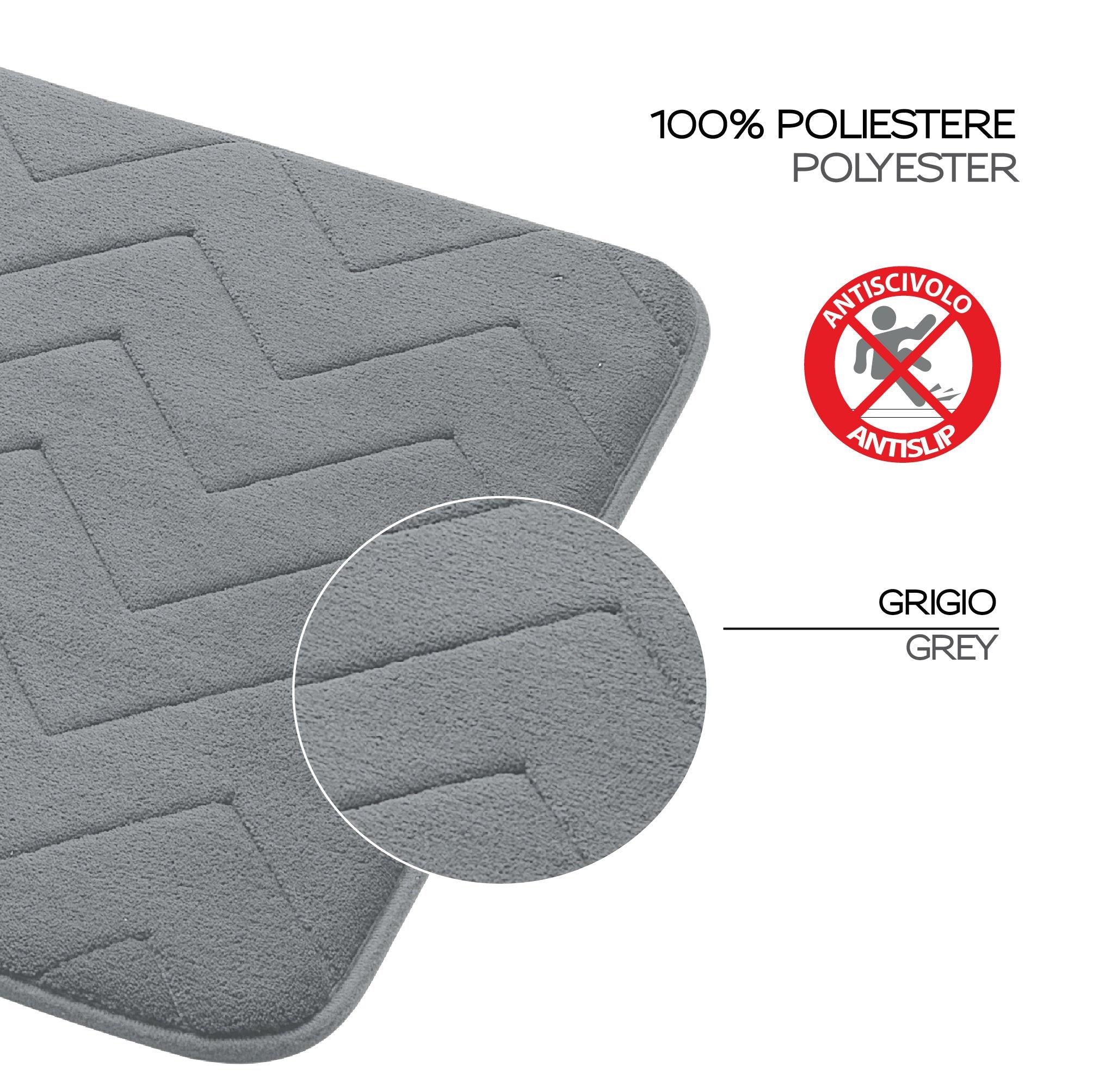  Tappeto 50x80 in memory foam con fondo antiscivolo Mousse di Gedy - Grigio by CeramicStore | Lo specialista del tuo bagno