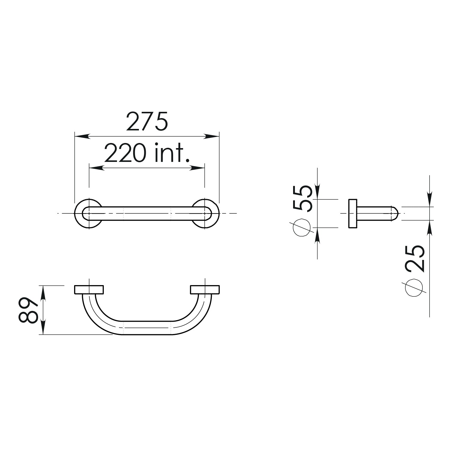  Maniglione 20 cm Up di Gedy in Acciaio Inox - Bianco by CeramicStore | Lo specialista del tuo bagno