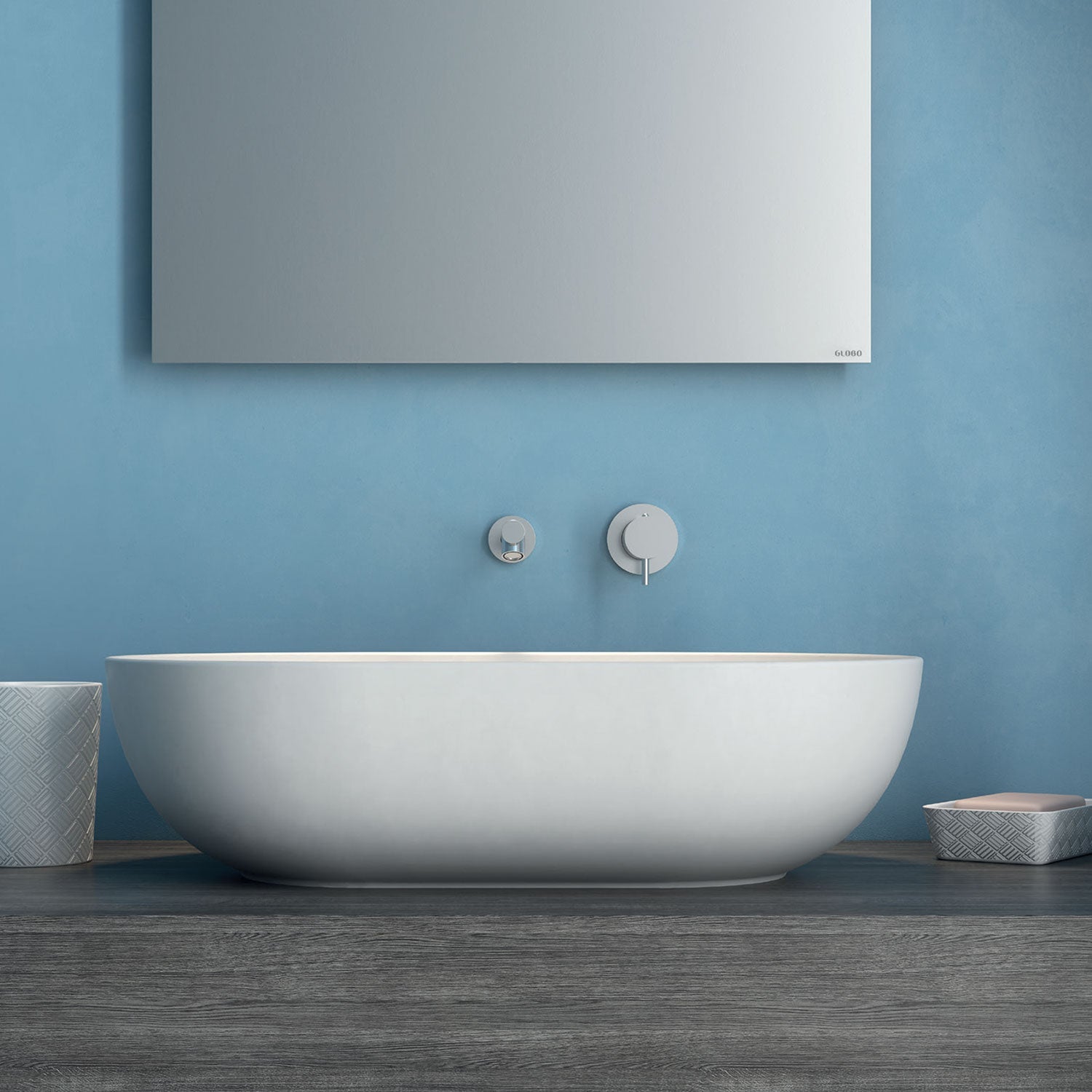  Lavabo da appoggio T-Edge 60x41 cm con bordo sottile Ceramica Globo