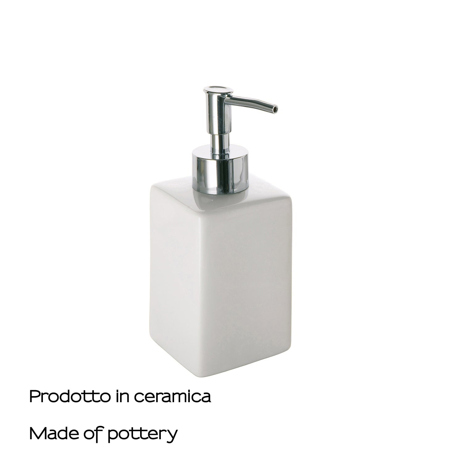  Dosasapone in ceramica con erogatore cromato Gedy serie Verbena - Bianco