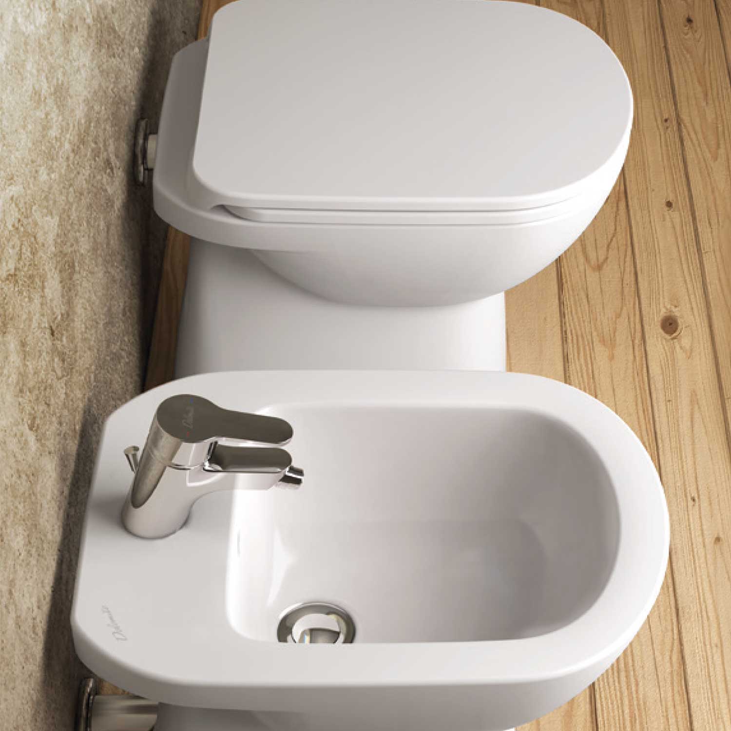  Sanitari a terra distanziati da parete Dolomite Gemma 2 WC + sedile Softclose e Bidet