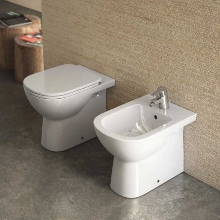  Coppia di sanitari filomuro Dolomite Gemma 2 Wc + Sedile Soft Close e Bidet