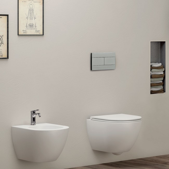  Sanitari Sospesi Ceramica Azzurra serie Comoda con sedile soft-close 51x36x34 cm - Bianco lucido