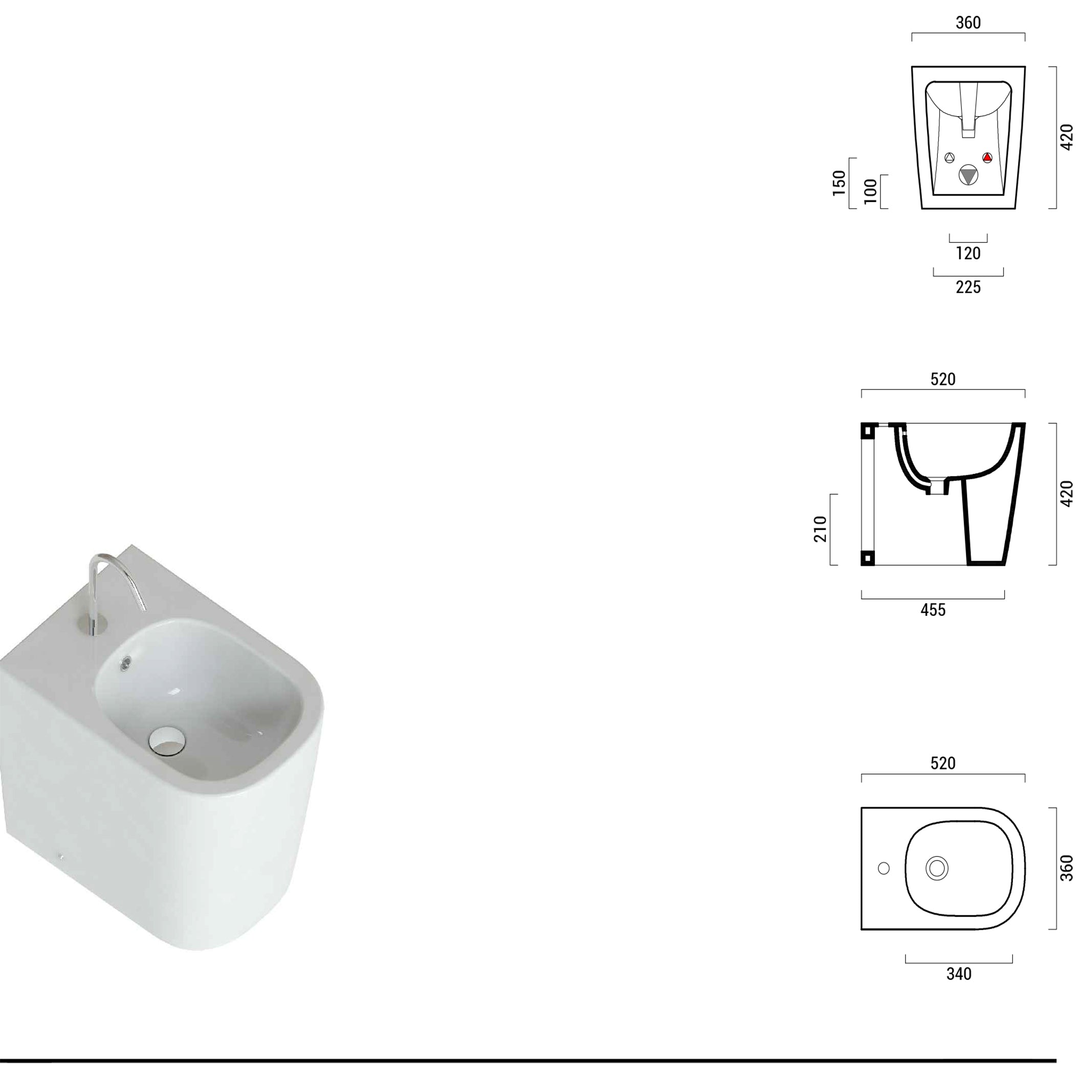  Sanitari Senza Brida Filo parete Ceramica Domus Falerii Foglia Quadra sedile SoftClose