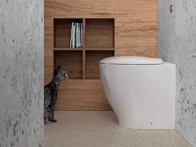  WC filo muro con profonditàÂ ridotta - Domus Falerii Mascalzone con sedile Soft Close