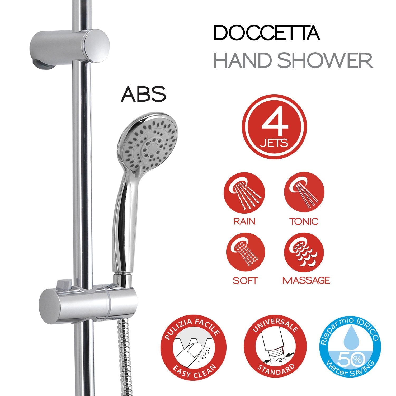  Colonna doccia tonda regolabile modello Easy Mix 01 di Gedy - 108cm/Cromo by CeramicStore | Lo specialista del tuo bagno