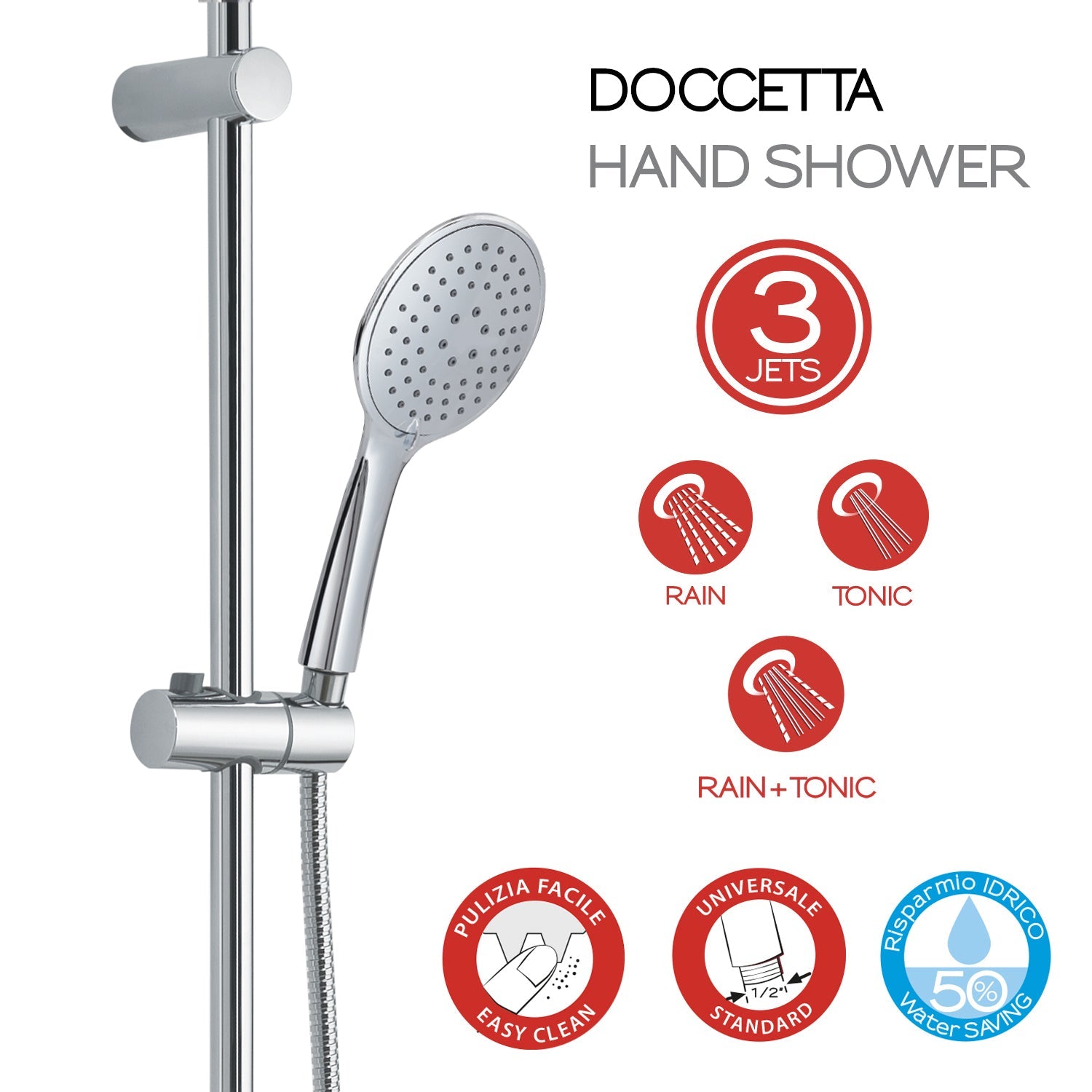  Colonna doccia tonda regolabile modello Easy Mix 02 di Gedy da 102cm - Cromo by CeramicStore | Lo specialista del tuo bagno