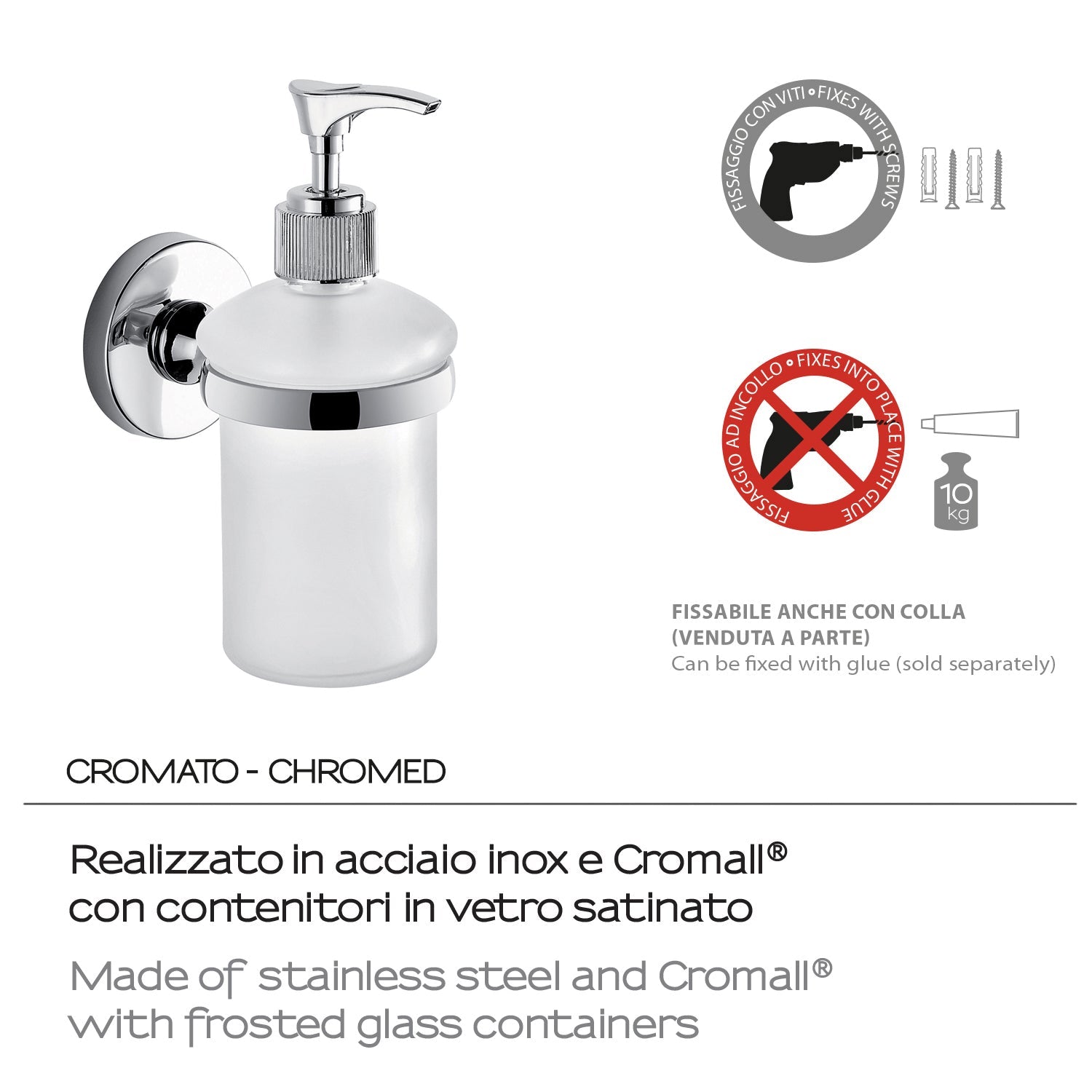  Dispenser sapone in Acciaio Inox e Cromall Gedy serie Felce - Cromato by CeramicStore | Lo specialista del tuo bagno