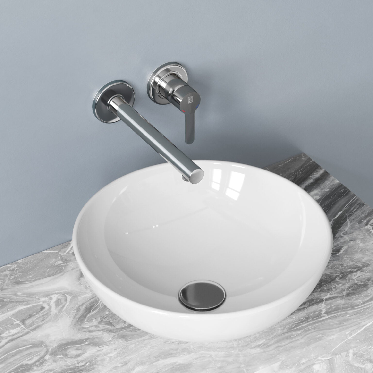 Miscelatore lavabo a muro RubiFlux serie Lume