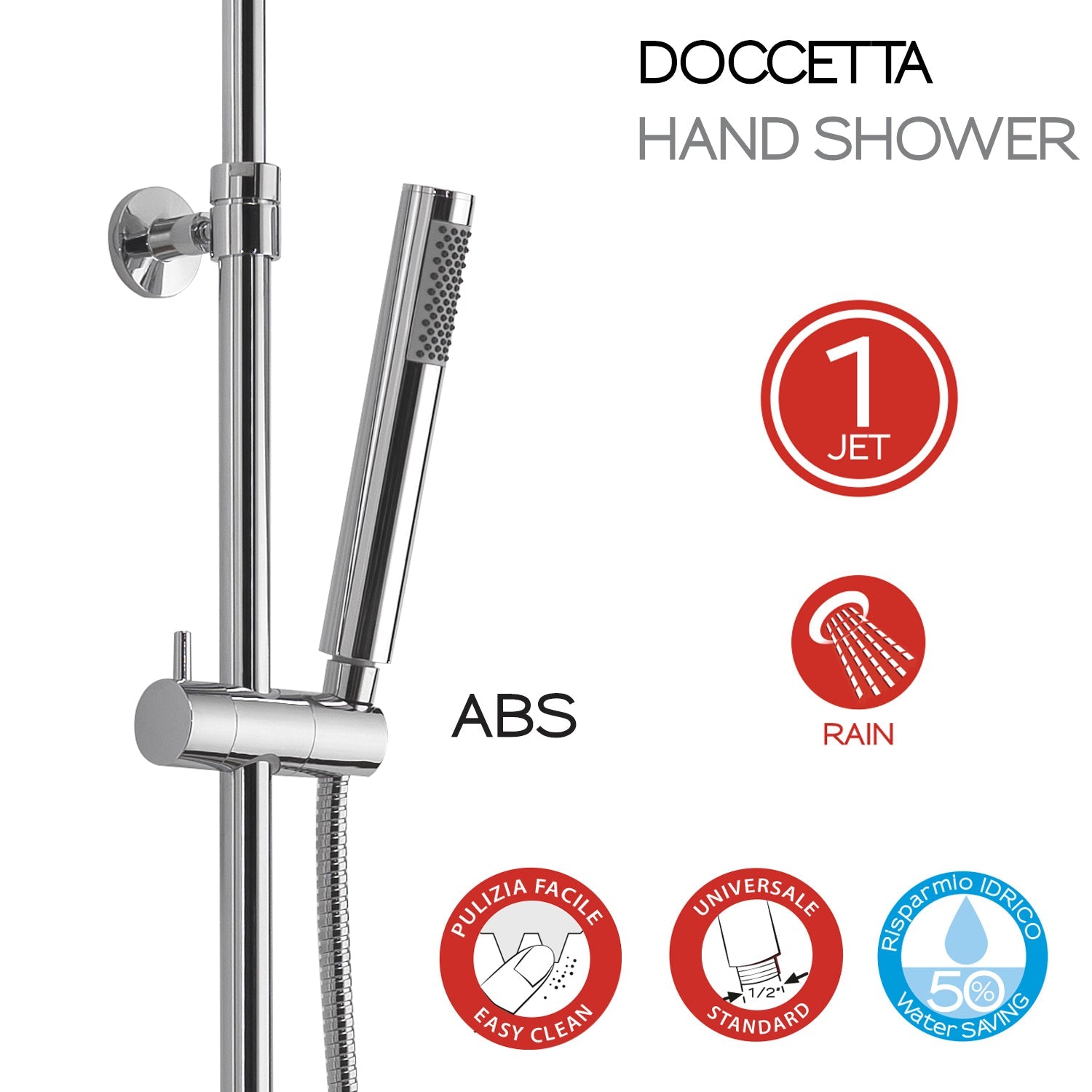  Colonna doccia con soffione 25 cm e doccetta modello Star 00 di Gedy - Cromato by CeramicStore | Lo specialista del tuo bagno