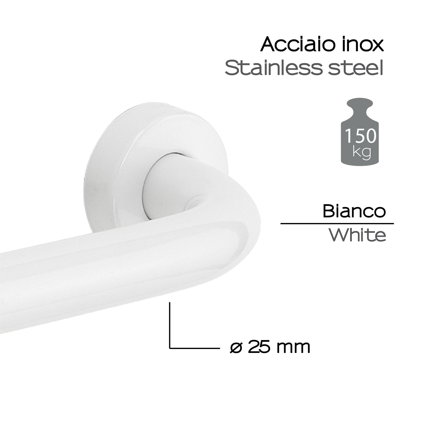  Maniglione 20 cm Up di Gedy in Acciaio Inox - Bianco by CeramicStore | Lo specialista del tuo bagno