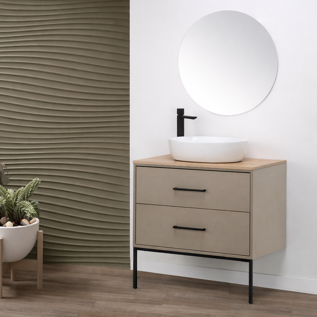 Mobile bagno sospeso Venere 80 cm con lavabo da appoggio e specchio - varie finiture 4