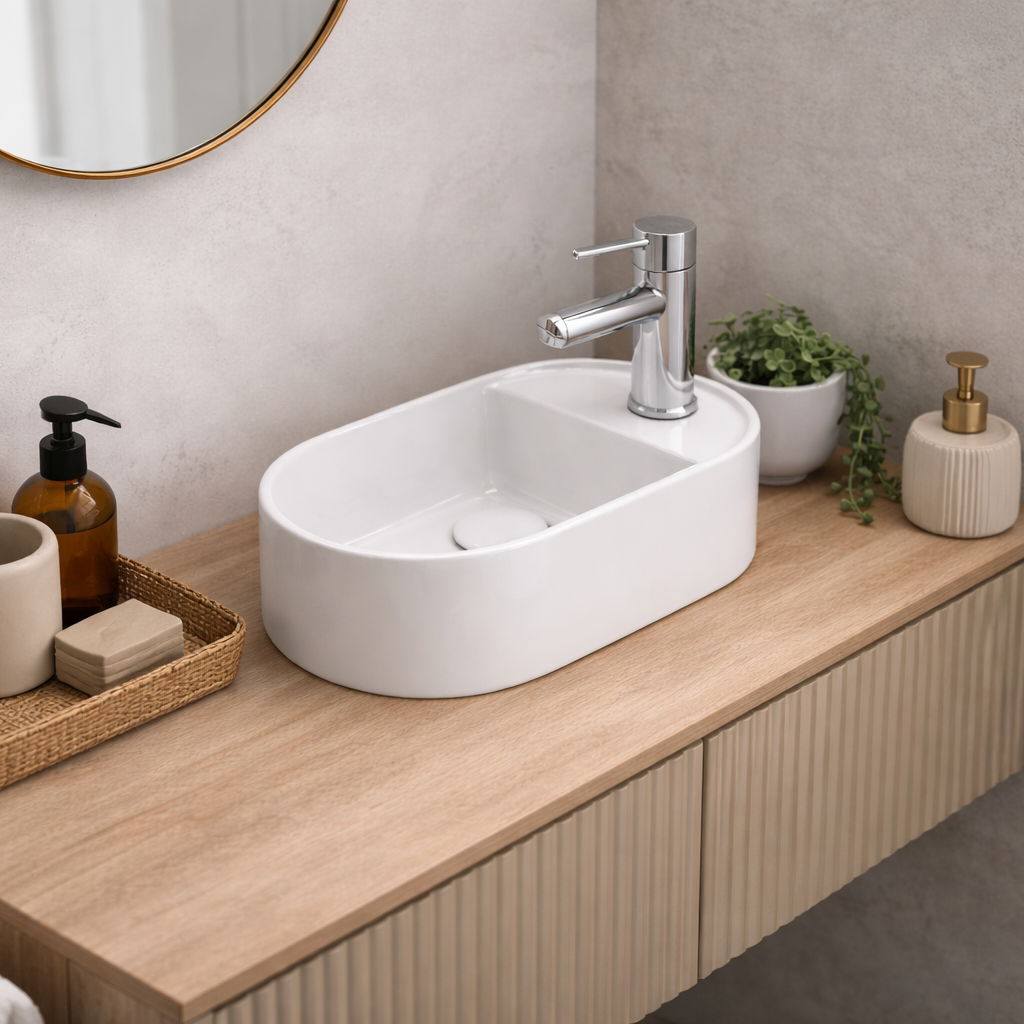 Lavabo da appoggio Bonsai 34x19x12 cm Ceramica Globo - Bianco lucido