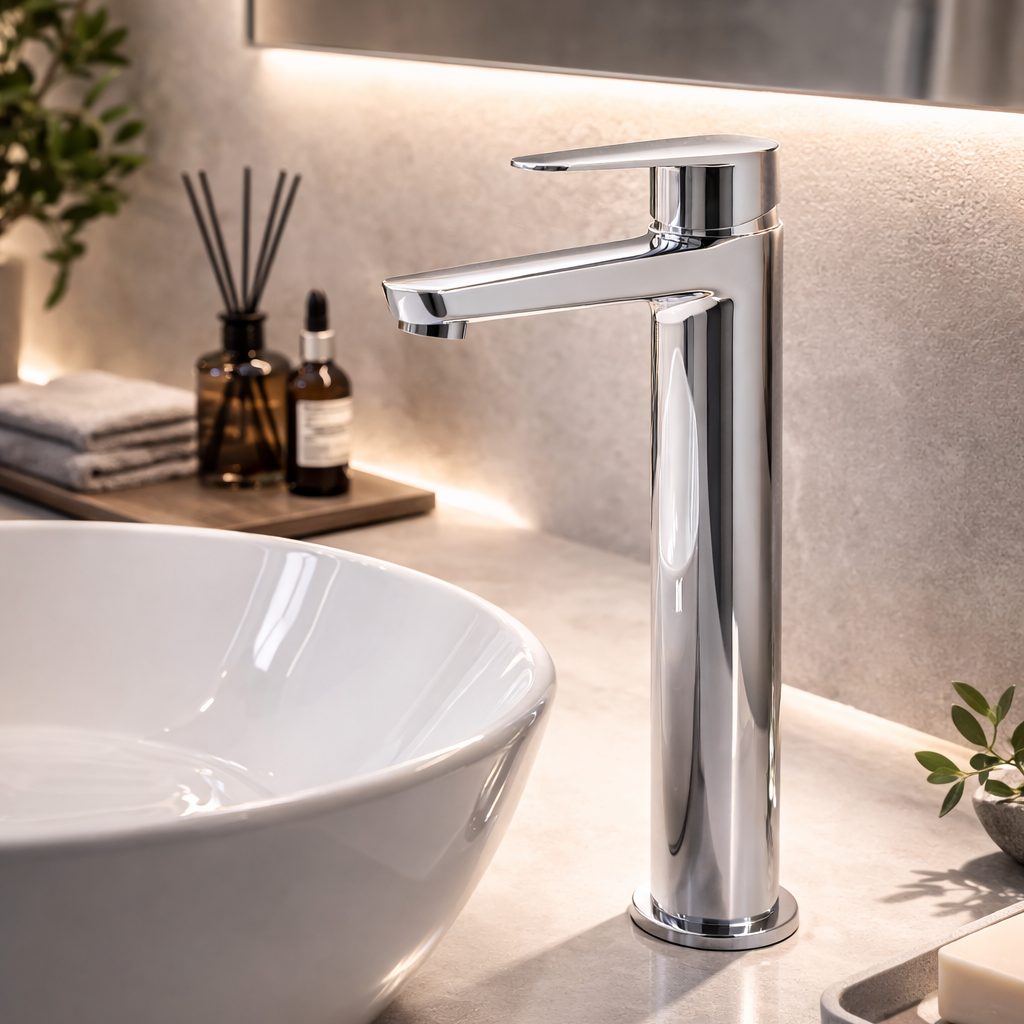 Miscelatore monocomando lavabo alto RubiFlux serie Ampra - Cromo