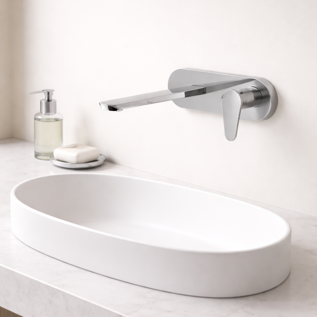 Miscelatore monocomando lavabo a muro RubiFlux serie Ampra - Cromo 3