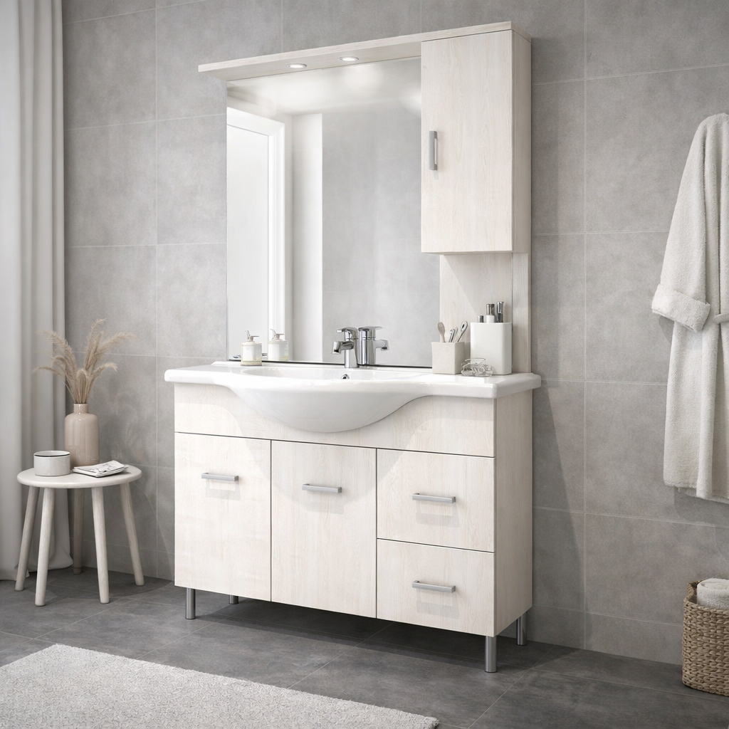 Mobile bagno completo con lavabo, specchio e illuminazione LED Laguna by Cubi&Co - varie finiture 3
