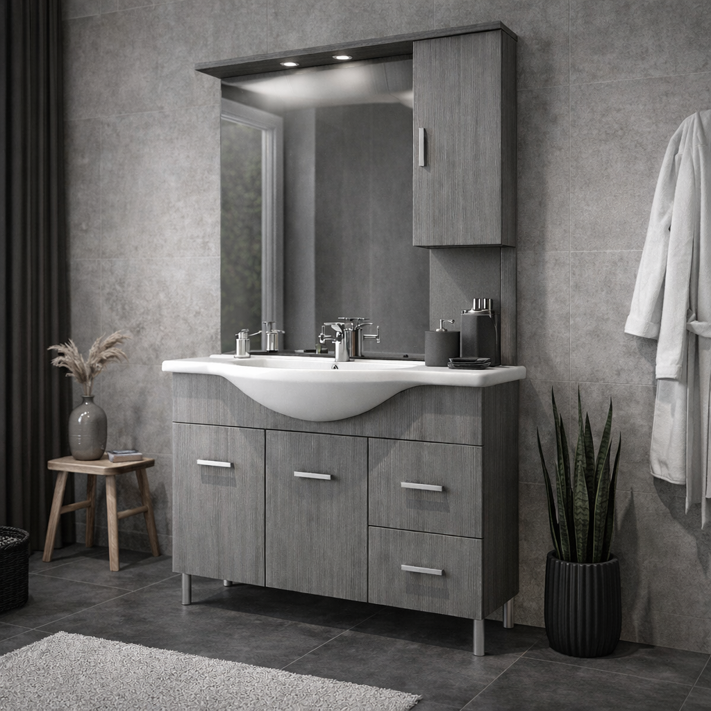 Mobile bagno completo con lavabo, specchio e illuminazione LED Laguna by Cubi&Co - varie finiture 4