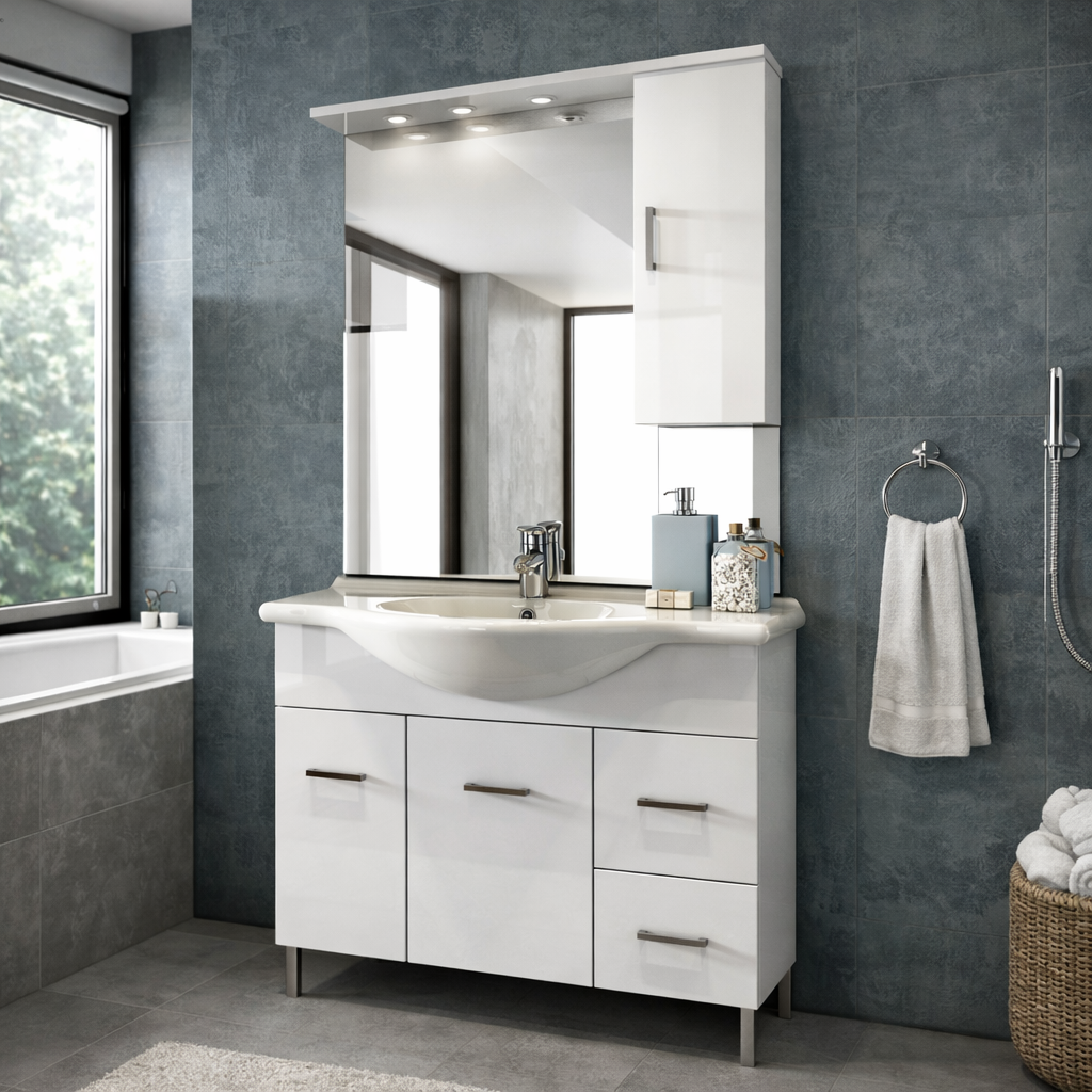 Mobile bagno completo con lavabo, specchio e illuminazione LED Laguna by Cubi&Co - varie finiture 14