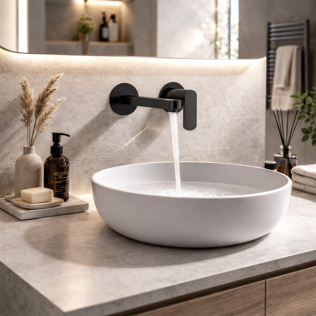 Miscelatore lavabo a muro RubiFlux serie Dema 2