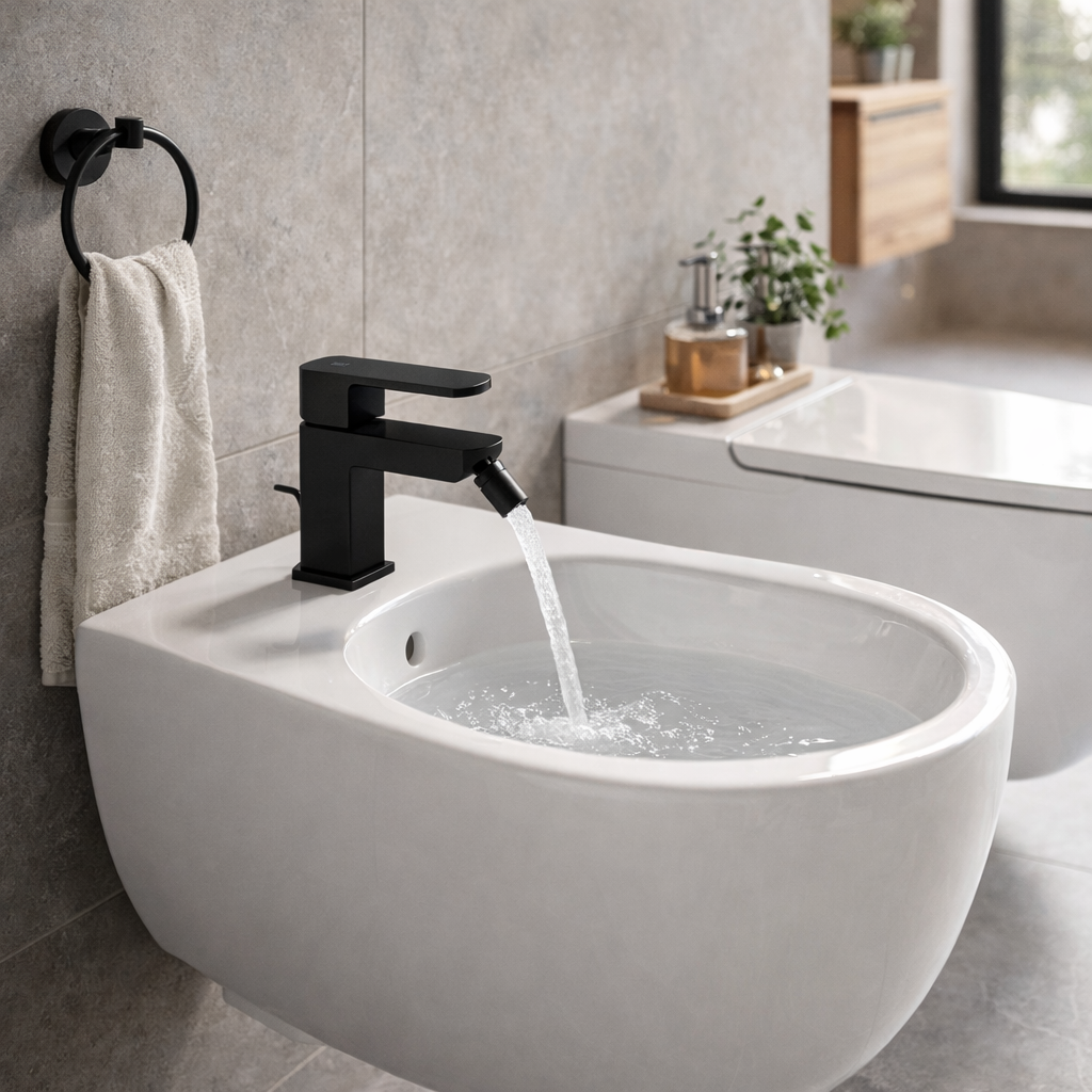 Miscelatore monocomando bidet con scarico RubiFlux serie Dema 2