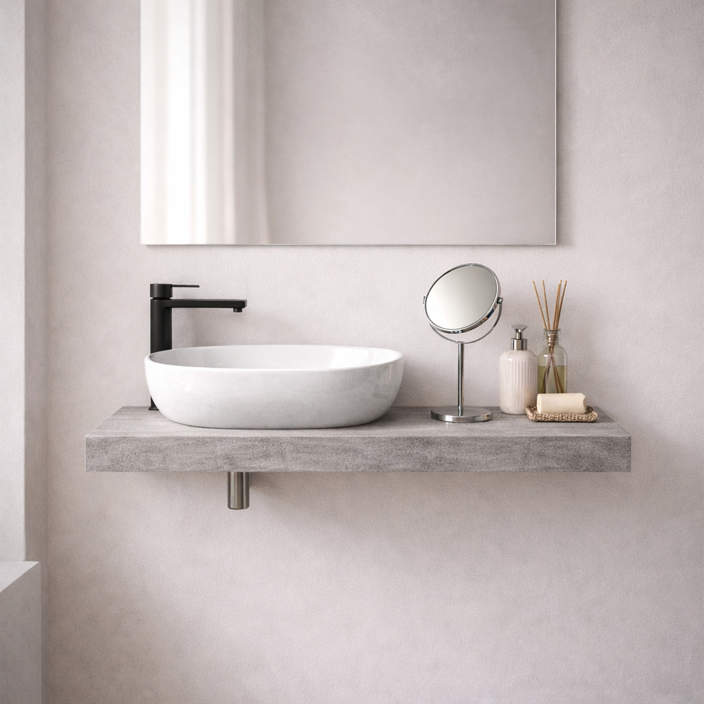 Mensola per lavabo da appoggio Cubi&Co linea Isla in nobilitato - Effetto legno 4