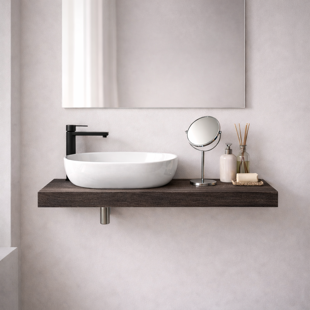 Mensola per lavabo da appoggio Cubi&Co linea Isla in nobilitato - Effetto legno 5