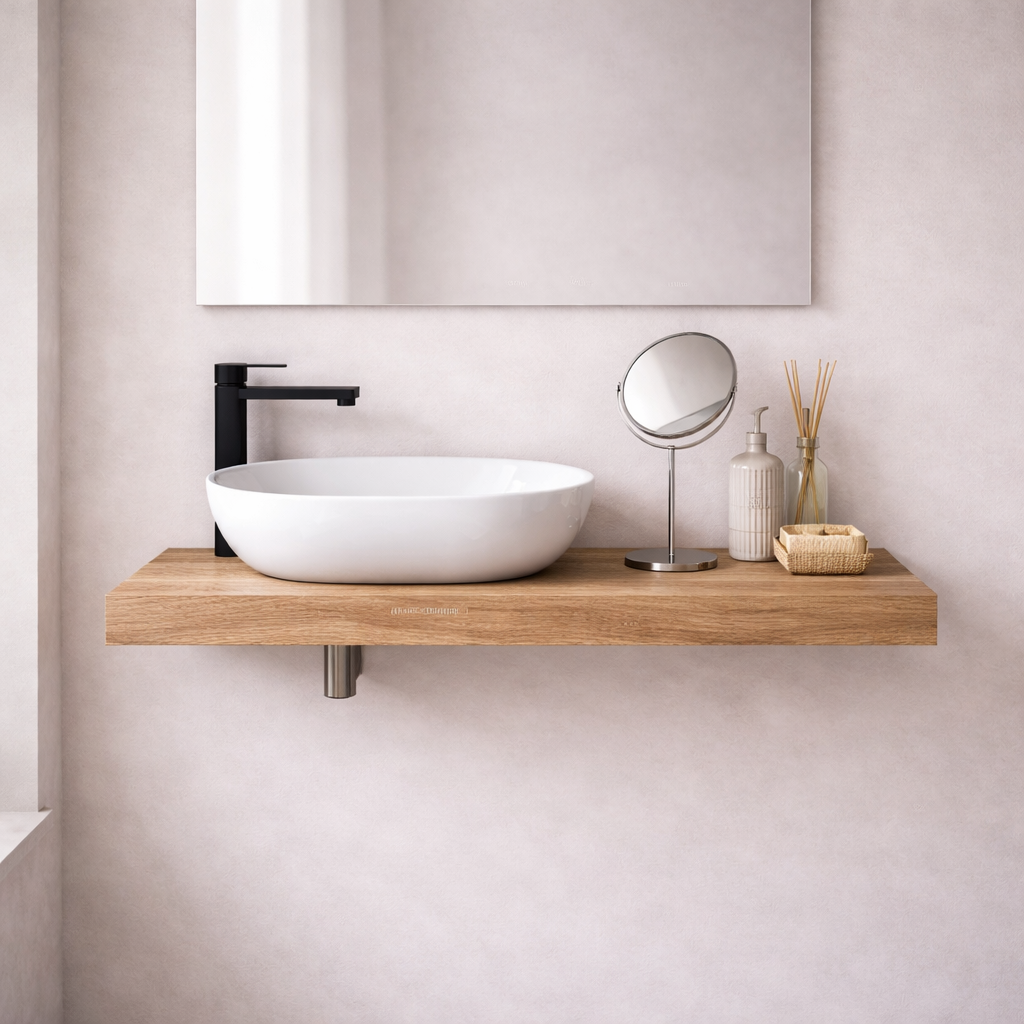 Mensola per lavabo da appoggio Cubi&Co linea Isla in nobilitato - Effetto legno 6