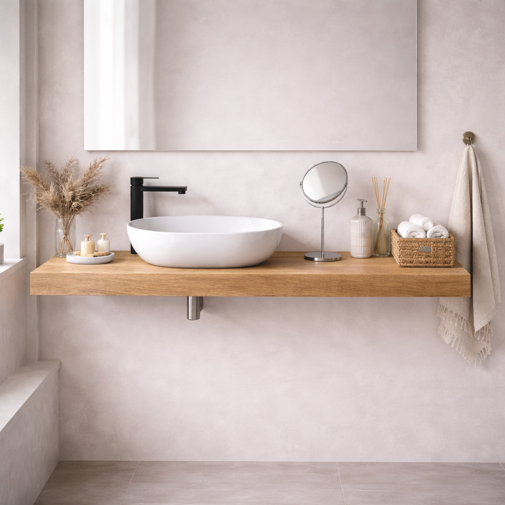 Mensola per lavabo da appoggio Cubi&Co linea Isla in nobilitato - Effetto legno 7