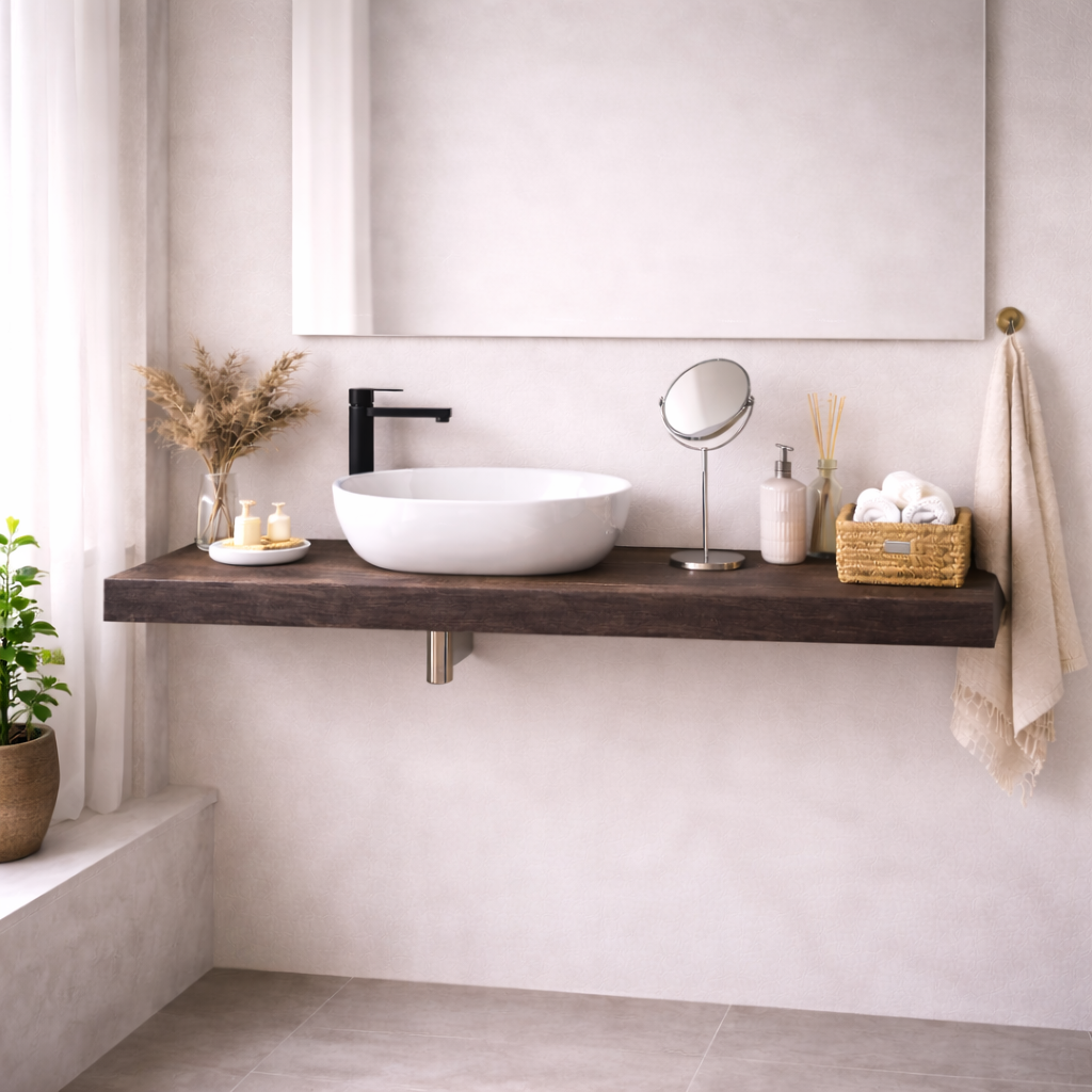 Mensola per lavabo da appoggio Cubi&Co linea Isla in nobilitato - Effetto legno 13