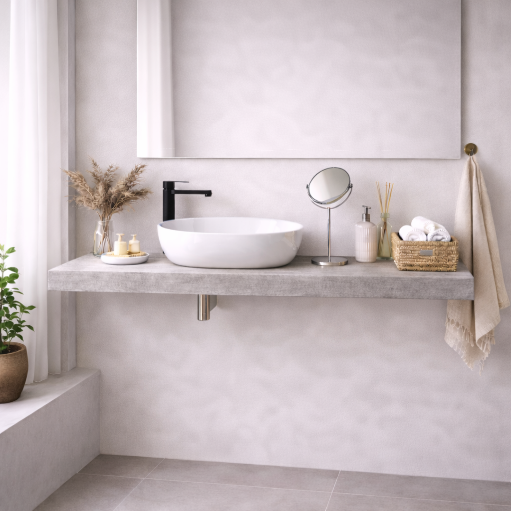 Mensola per lavabo da appoggio Cubi&Co linea Isla in nobilitato - Effetto legno 12