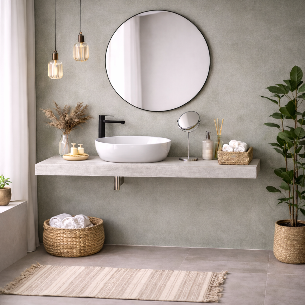 Mensola per lavabo da appoggio Cubi&Co linea Isla in nobilitato - Effetto legno 14