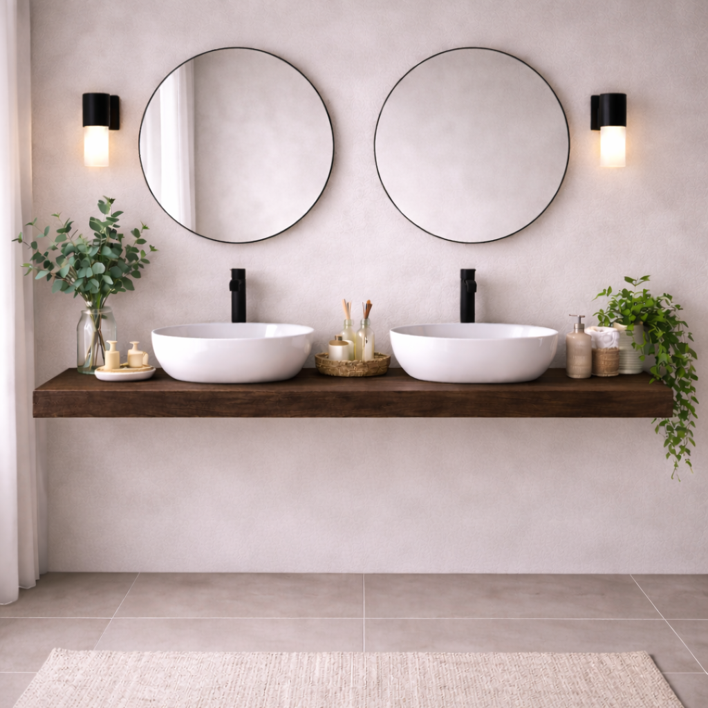 Mensola per lavabo da appoggio Cubi&Co linea Isla in nobilitato - Effetto legno 17