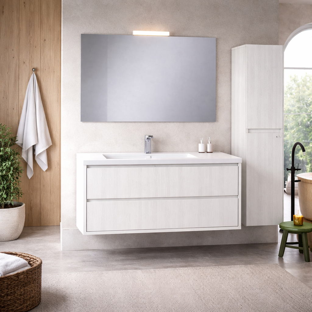 Colonna bagno sospesa Cubi&Co serie Aura con doppia anta a gola - 150x25 cm