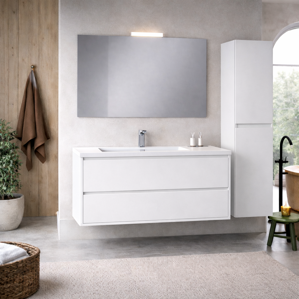 Colonna bagno sospesa Cubi&Co serie Aura con doppia anta a gola - 150x25 cm 3