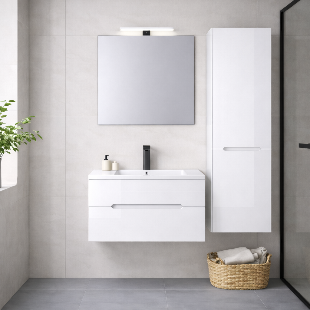 Colonna bagno sospesa Cubi&Co serie Zeus con doppia anta soft close - 160 cm