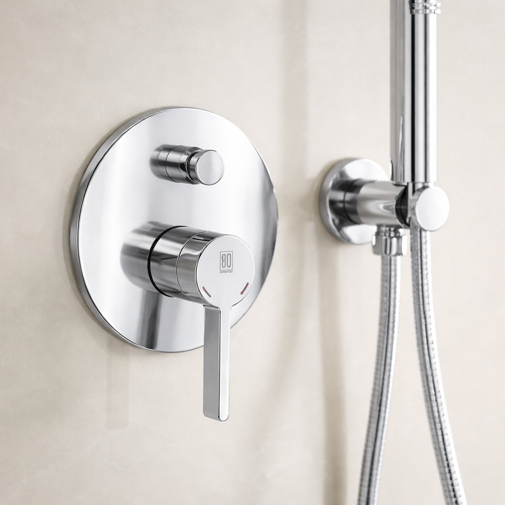 Miscelatore da incasso per doccia con deviatore RubiFlux serie Tundra - varie finiture