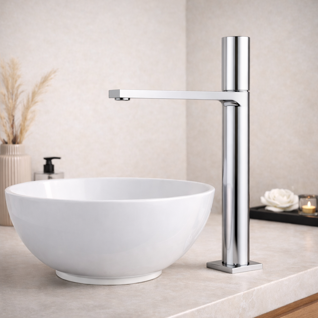 Miscelatore lavabo alto personalizzabile RubiFlux serie Sculpt - varie finiture