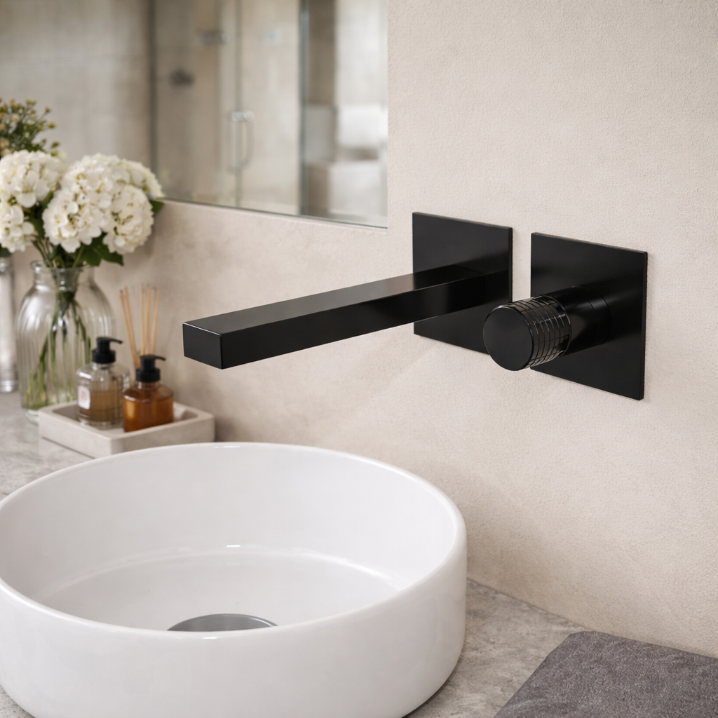 Miscelatore lavabo a muro personalizzabile RubiFlux serie Sculpt - varie finiture 9