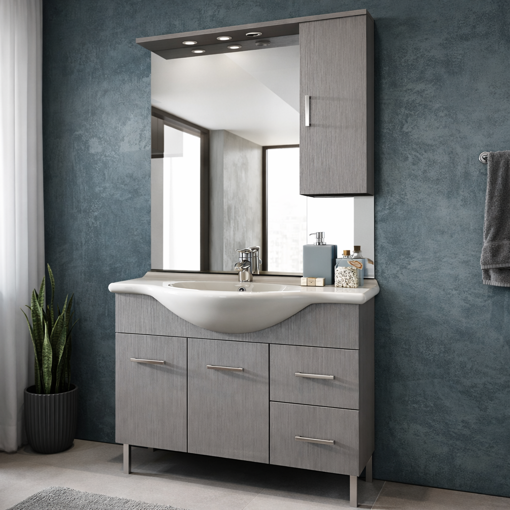 Mobile bagno completo con lavabo, specchio e illuminazione LED Laguna by Cubi&Co - varie finiture 12