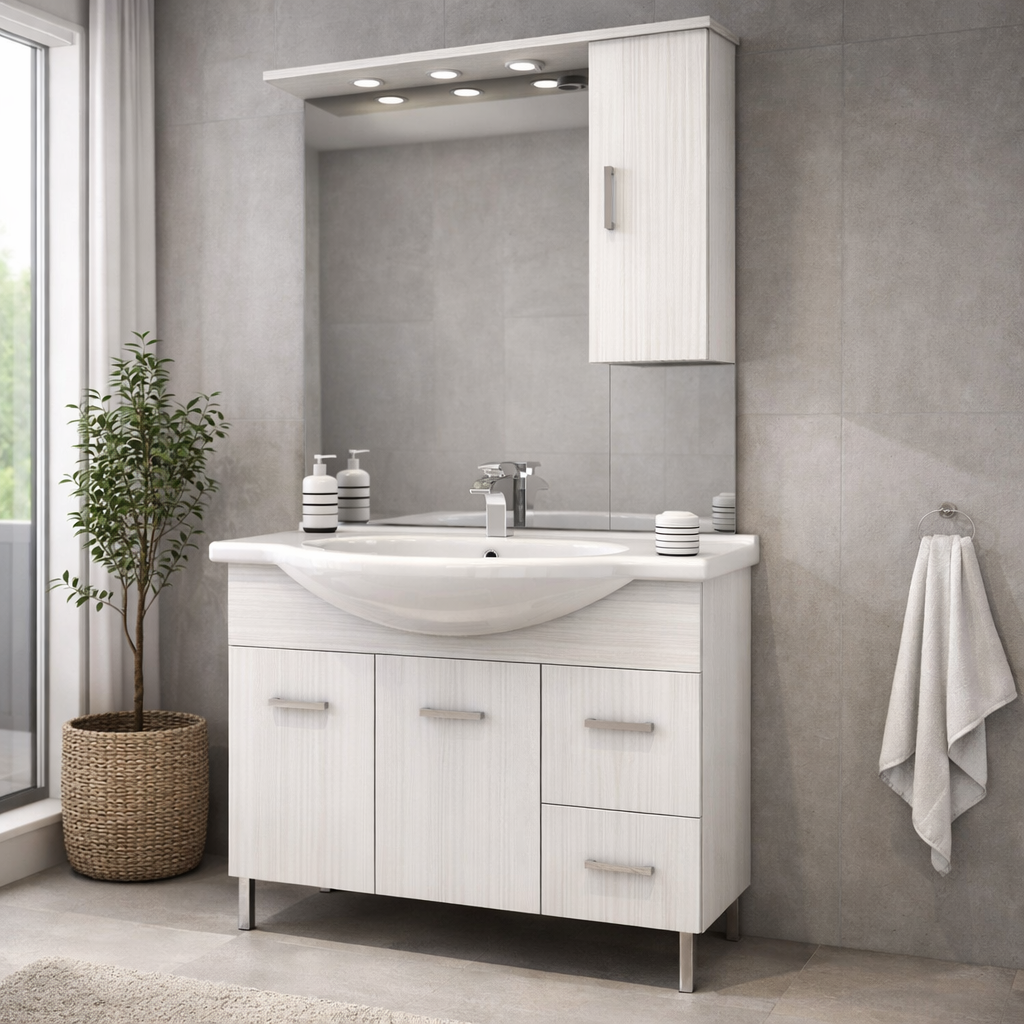 Mobile bagno completo con lavabo, specchio e illuminazione LED Laguna by Cubi&Co - varie finiture 10