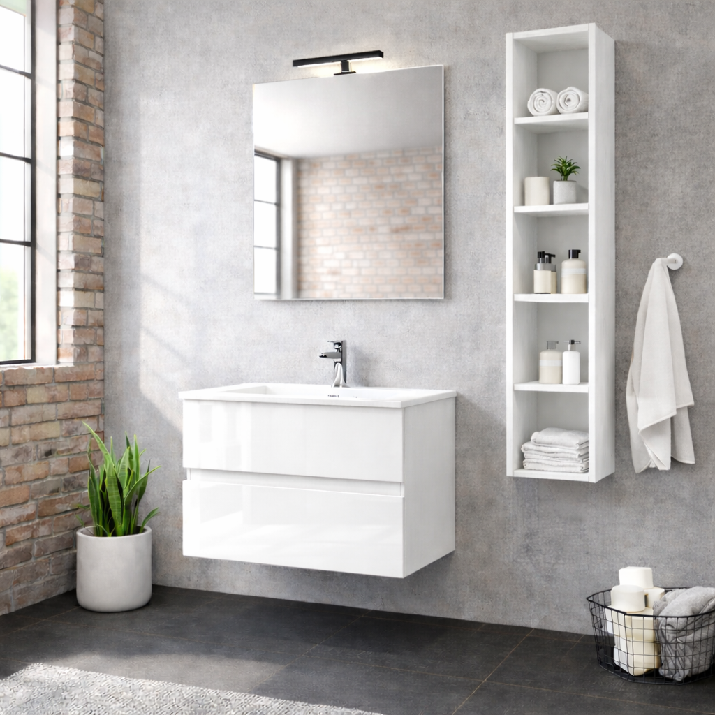 Colonna bagno sospesa a giorno Cubi&Co serie Block - 160x30 cm