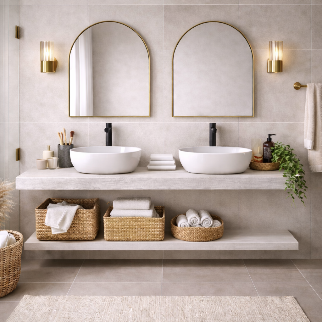 Mensola per lavabo da appoggio Cubi&Co linea Isla in nobilitato - Effetto legno 20