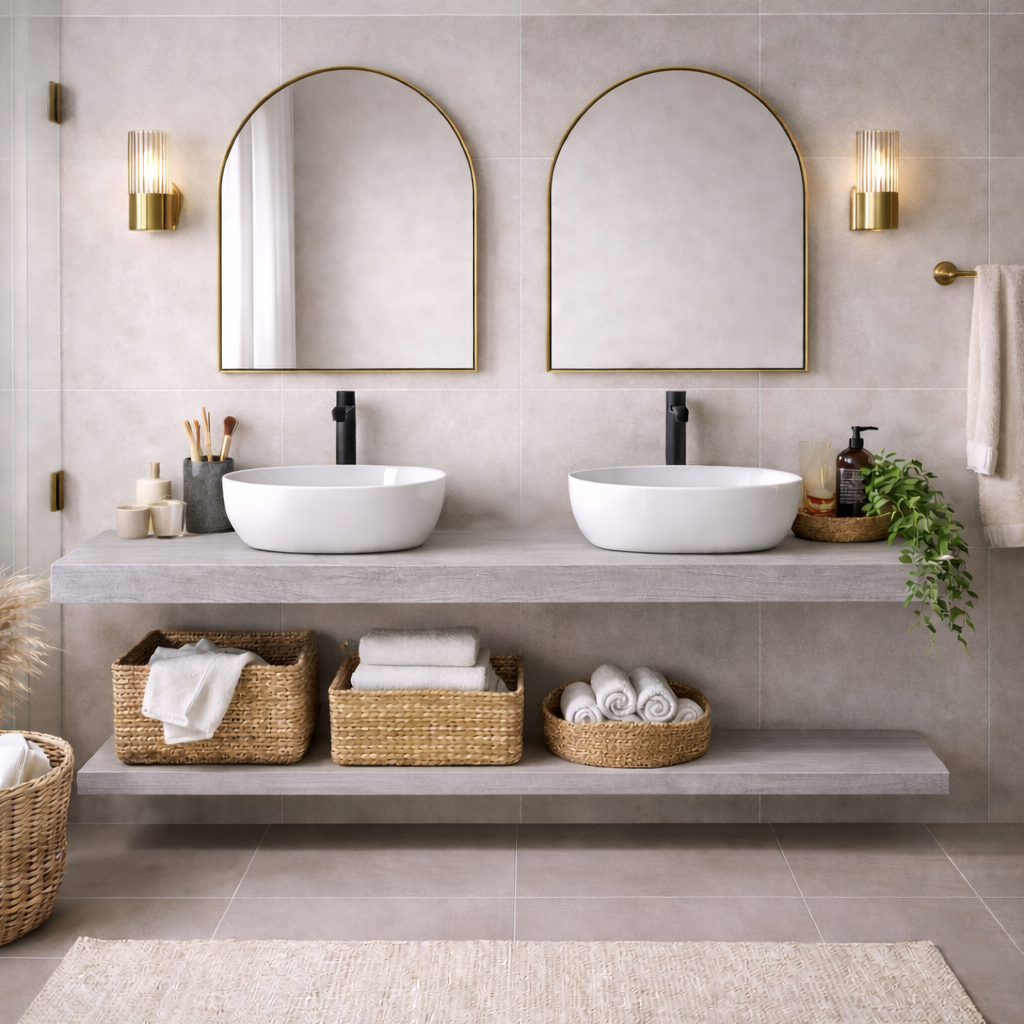 Mensola per lavabo da appoggio Cubi&Co linea Isla in nobilitato - Effetto legno 21