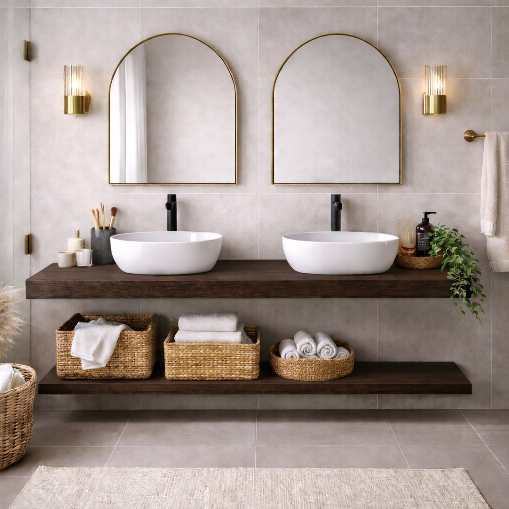 Mensola per lavabo da appoggio Cubi&Co linea Isla in nobilitato - Effetto legno 22